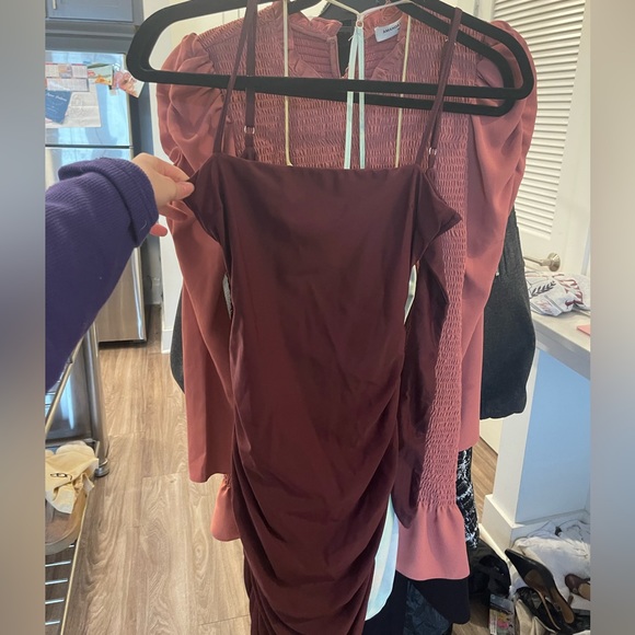 Tiger Mist Women's Red Sunrise Ruched Sleeveless Mini Party Dress Size - Picture 3 of 5